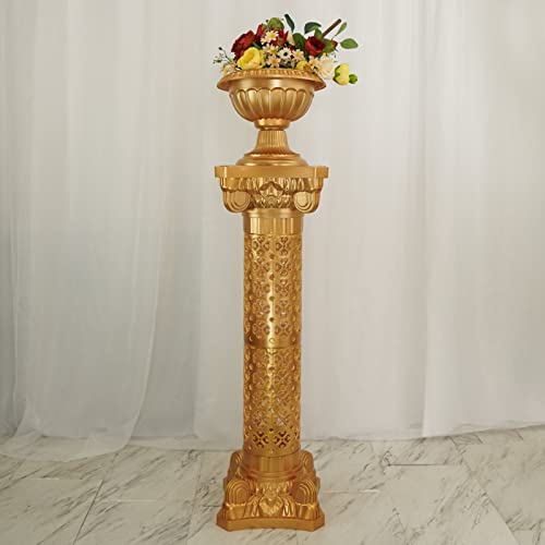 Efavormart 4 Pack | Gold Crafted Venetian Inspired Pedestal Stand | Plant Pillar - 40" Tall Pvc #TOP4