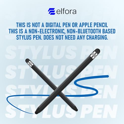 Image of Elfora 2 in 1 Tablet Stylus Pen for All Touch Screens Devices | Fine Point Tip | High Sensitivity & Precision Capacitive Pen with Compatible for iOS, Android, and Windows - Black