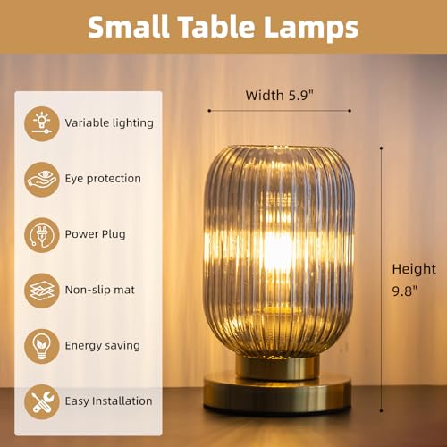 Lámpara de Mesa con Pantalla de Vidrio Gris Elegante miniatura 5