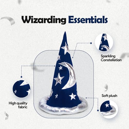 Adult Wizard Hat- Blue and Silver - Thumbnail 3