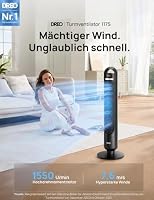 DREO Smart Turmventilator fürs Schlafzimmer, leiser Standventilator mit 28 dB, Luftreichweite bis 8,8 m, 4 Stufen & 3 Modi, 8 Std.-Timer, App, Alexa & Google, 90° Oszillation, für Zuhause/Büro – Ansicht 2