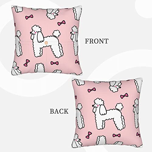 Vucemi Poodle Printed Throw Pillow Covers Square Linen Cushion Case Farmhouse Decorative Pillowcase Cushion Cover For Sofa Couch Bed 16"X16" #TOP2