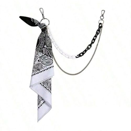 Punk Hip Hop Jean Pants Chain For Men - Black Belt Waist Chains Bandana Acrylic Layered Rapper Rock Accessories