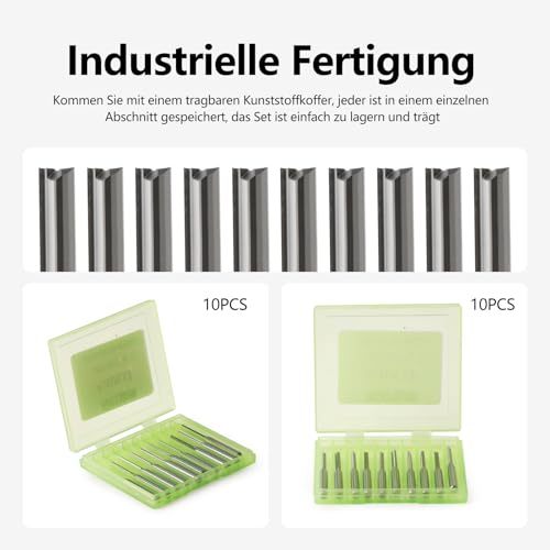 Trvoxviq Lot de 10 fraises droites CNC avec tige de 1/8" - 22 mm CEL/45 mm OAL - Pour MDF, PVC, acrylique, aggloméré, bois – vue 6