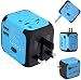 Ailuner Travel Adapter,Worldwide Power Converters Universal World Travel Plug Adapter with 2.4A Dual USB Charger & Worldwide AC Wall Outlet Plugs for USA EU UK AU. (Blue)