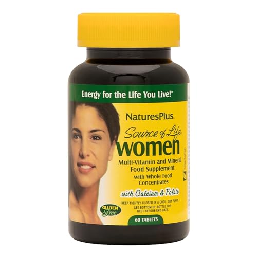 NaturesPlus Source of Life Women - One a Day Whole Food Multivitamin and Mineral Supplement with Cranberry, Biotin, Lutein - Vegetarian, Gluten Free - 60 Tablets