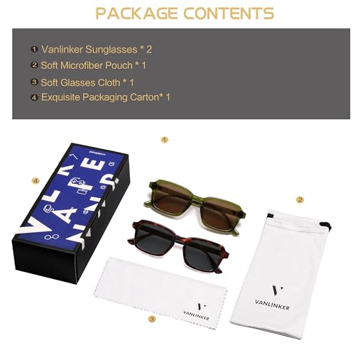 Image of VANLINKER Polarized Trendy Square Sunglasses for Women Men 2026 Retro Chic Cute Shades VL9849