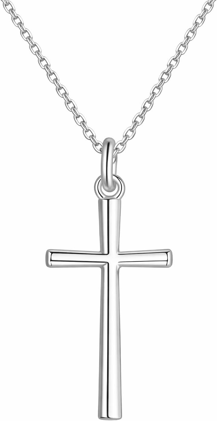 925 Sterling Silver Cross Necklace for Women- Simple Classic Cross Minimalist Pendant Necklace Handmade Crosses Religious Jewelry