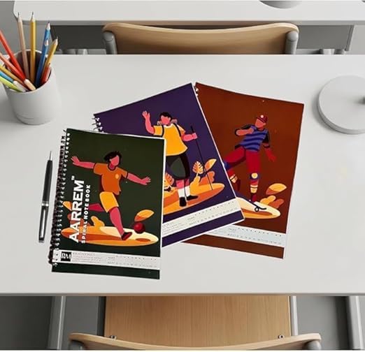 Image of A4 Spiral Notebook Set, 5 Pack, 200 Pages Each, White Ring Binding, Plain /Unruled, 70 GSM Chlorine-Free Paper, 200 Total Pages