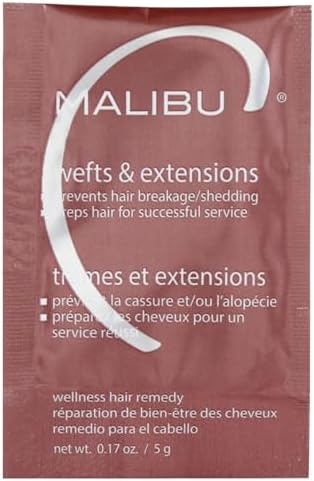 Malibu C Wefts & Extensions Wellness Hair Remedy (1 Packet) - Removes Build Up + Prevents Hair Breakage - Prepares Natural Hair for Hair Extension Application