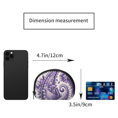 Portable Coin Purse Bohemian-Paisley-Pattern Mini Zippered Money Pouch Card Holder2