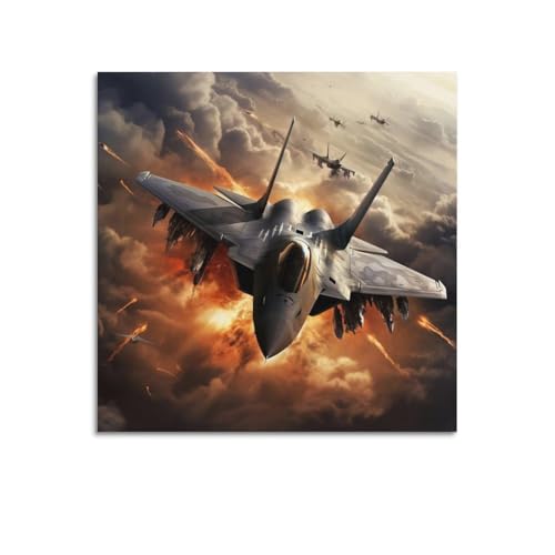 HUIYHB Poster décoratif sur toile avec avion de chasse F-22, Raptor, avion de chasse F-22, affiches et image d'art moderne pour décoration murale familiale (30 x 30 cm)