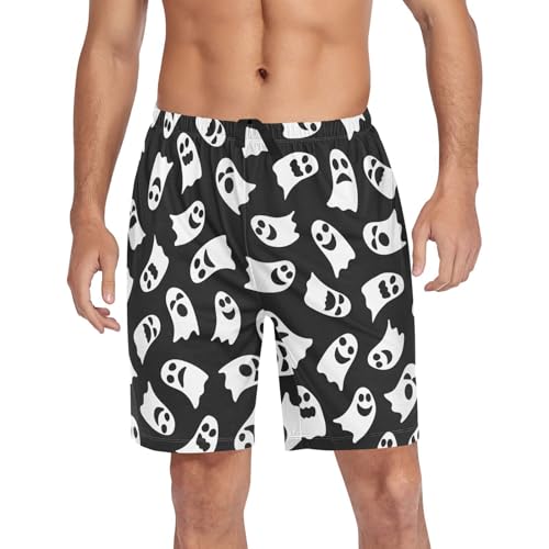 Men's Pajama Shorts Halloween Ghosts Sleep Shorts Soft Comfy Lounge Pjs Bottoms Pajama Pants with Pockets