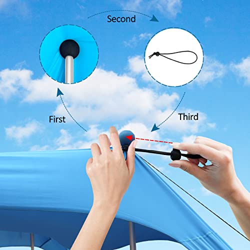 YENGIAM Beach Canopy Beach Tent Pop Up Shade 7.5X7.5 FT Portable Sun Shelter Extra Windproof Rope Stable Sun Protection with Carry Bag Easy Set Up for Family Outdoor Camping Fishing Backyard Picnics - Image 4