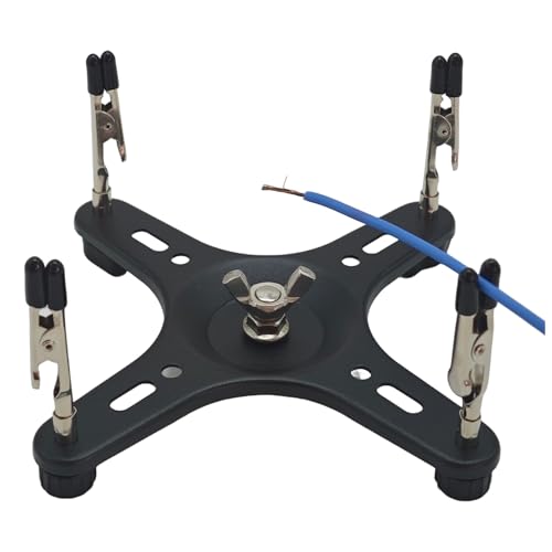 Soldering Wire Holder, 4-Arm Helping Hands Tool - 360° Rotatable, Versatile, Fixed Base (Black)