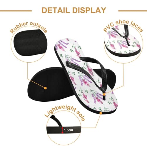 Purple Pink Flower White Flip Flops for Beach Thong Sandals Anti-slip Lightweight Beach Shoes for House Indoor Outdoor3