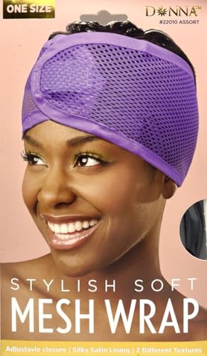 DONNA Stylish Soft Mesh Wrap | Comfortable Wide Design with Adjustable Hook & Loop Closure | Headband for Women, Face Wash & Makeup, Sleeping, Brown Color 1pc