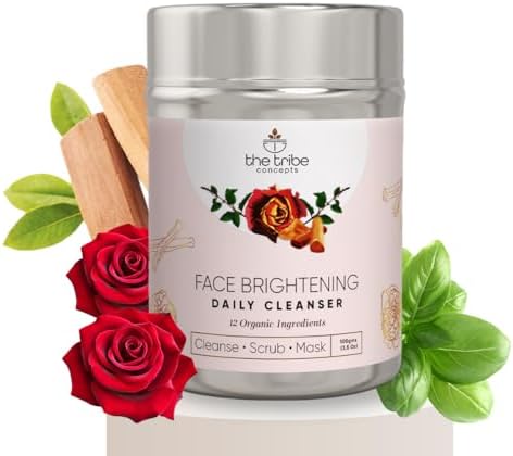 The Tribe Concepts Face Brightening Daily Cleanser, 3-in-1 Cleanser, Scrub & Mask for Instant Glow, Tan & Blackhead Removal – 100g
