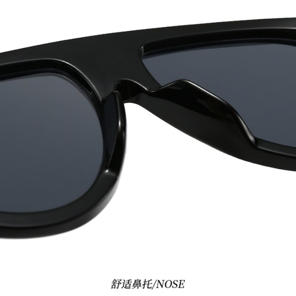 Gafas de sol ovaladas vintage extragrandes de una sola pieza con remaches degradados y efecto degradado.