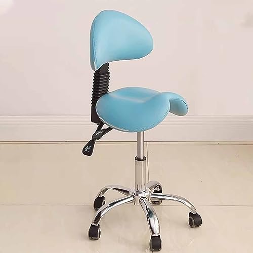 Tabouret de selle à roulettes réglable 48-58 cm avec support dorsal
