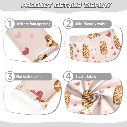 Wusikd Corn Dogs Girls' Leggings Toddler Doodles Heart-Shaped Kids Yoga Pants Dance Active Tights 4T3