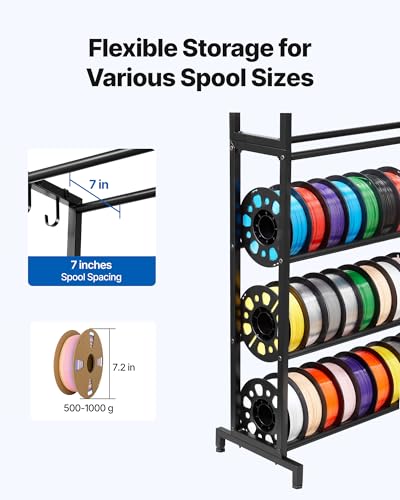 Image of VEVOR 3D Printer Filament Storage Rack, 7 Tier Heavy Duty Storage Shelves for 3D Printing Filaments, Filament Spool Holders Racks for 3D Printing Studio, Home Studio, Office, Workshop (Shelf Only)