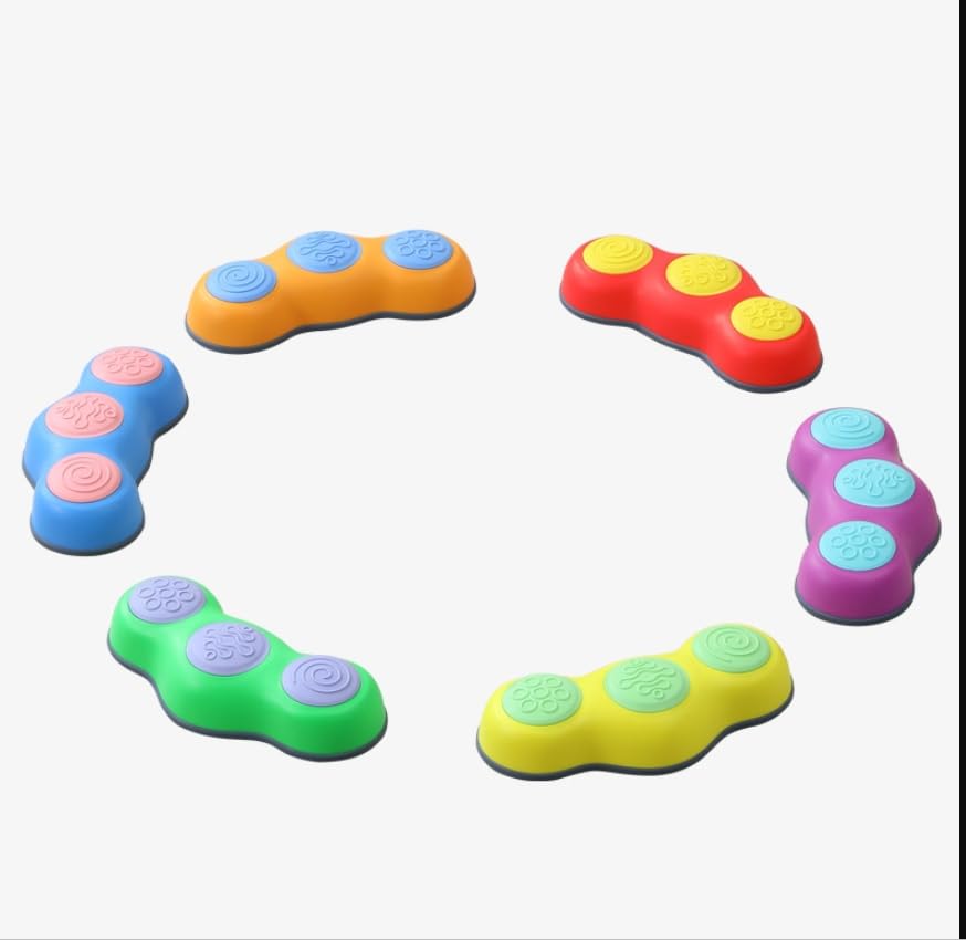 Stepping Stones Kids 6 Pcs Non-Slip Stackable Balance Blocks Toy Obstacle Course Indoor Outdoor Toddlers Sensory Exercise Toys Promotes Balance Coordination for Boys Girls