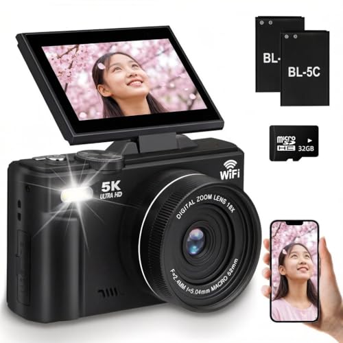 Amazon | デジカメ 5K デジタルカメラ 5K録画 7500万画素 Wi-Fi機能 AF