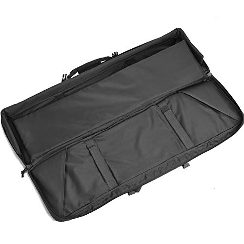 Double Long Rifle Gun Case Bag Tactical Rifle Backpack Pistol Soft Firearm Transportation Carbine Case - Lockable Compartment 46\" Black