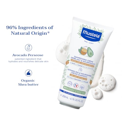Image of Mustela Detangling & Nourishing Cream Shampoo for Babies - With Shea Butter & Avocado - For Curly & Frizzy Hair - Hypoallergenic & Dermatologist-Tested - 200ml