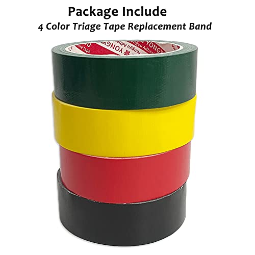 Image of Triage Tape Kits - 4 Color First Aid Replacement Band (Black:Deceased, Red:Immediate, Yellow:Delayed, Green:Minor), 33Ft