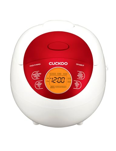 CUCKOO Micom Rice Cooker 3 Cup Uncooked / 6 Cup Cooked, Korean Fuzzy Logic Rice Cooker Small with Delay Timer & Keep Warm Setting, Versatile Food Steamer with Non-Stick Inner Pot, Red (CR-0351F)