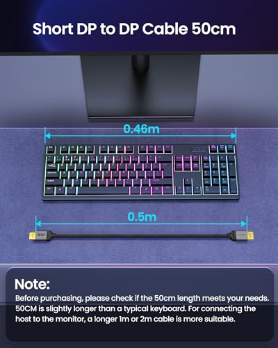 Image of Silkland 80Gbps Short DisplayPort 2.1 Cable 1.6FT [VESA Certified], [8K@240Hz, 4K@540Hz 360Hz 240Hz] DP 2.1 Cable 16K, DP80 HDR Display Port Cord Compatible FreeSync G-Sync Gaming Monitor 5090 7900XTX