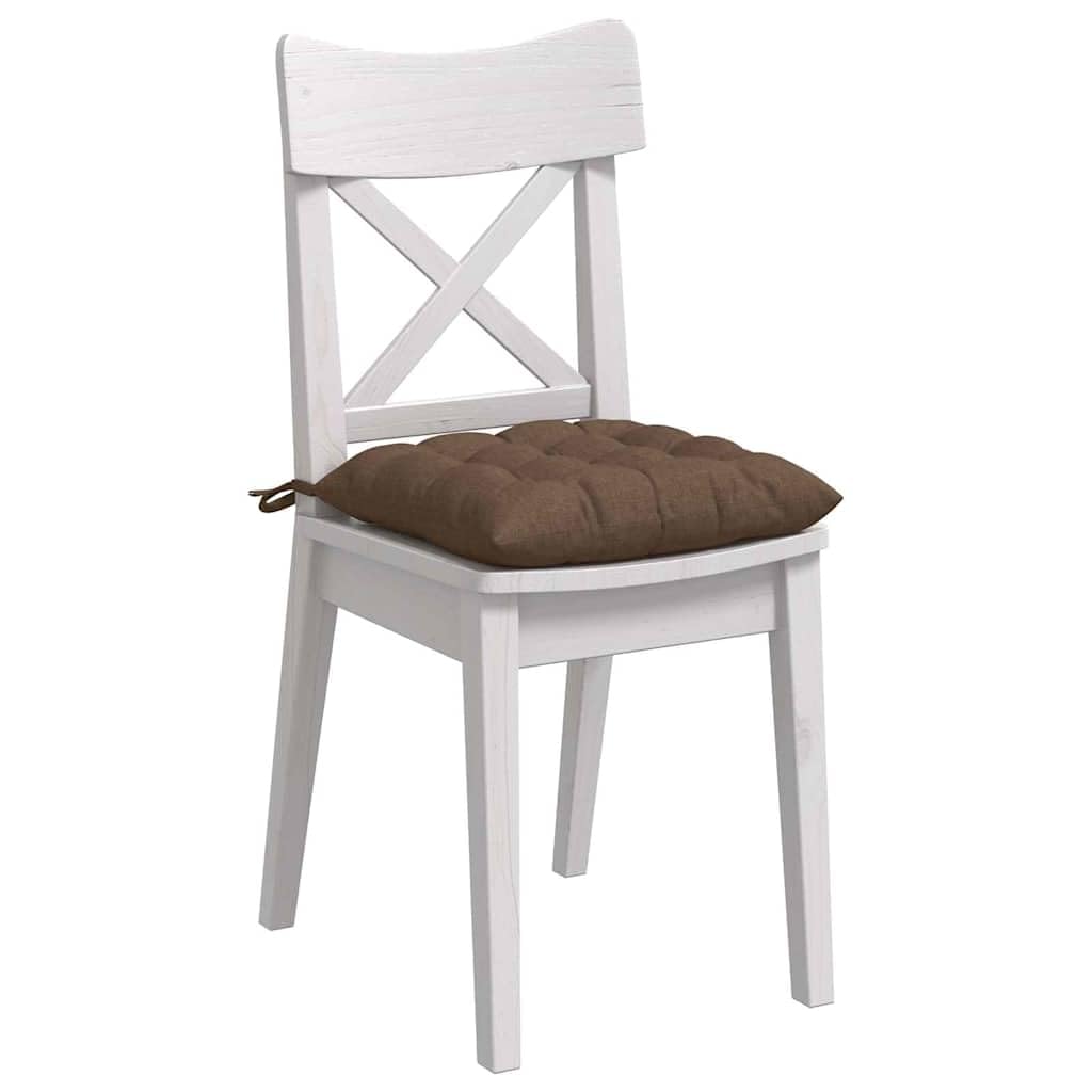 Sitzkissen 4 Stück Braun Stoff 40 x 40 x 6 cm mit rutschfesten Bindebändern, waschbare Stuhlkissen ergonomisch für Esszimmer, Büro, Balkon, Terrasse und Garten