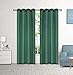 2 Panel Faux Silk Solid Curtain Drapes with Bronze Grommet (108" Total Width by 84" L), Solid Color Curtain Panels for Any Bedroom or Patio Door - Non-blackouts/Semi Sheer Panels - Hunter Green
