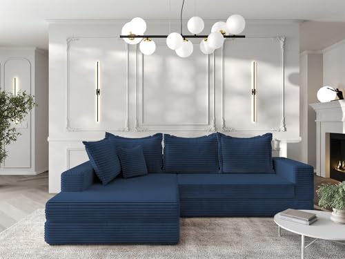 Ecksofa Couchgarnitur Sofa Oskar (Dunkelblau, Seite Links) – Bild 4