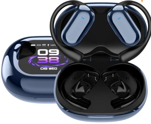 EGWAT LCD Q16 Pro Open-Ear True Wireless Earbuds, IPX6 Waterproof, LCD Display, 8H Battery Life (Royal Blue)