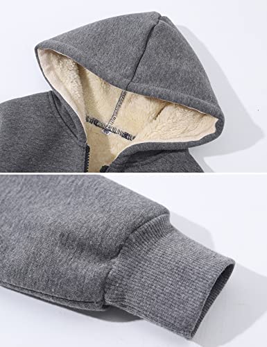 Rxozrxoz Unisex Boy's Girls Winter Kid's Warm Sherpa Lined Zip Up Sweatshirt Fleece Jacket Hoodie (Darkgrey-4T) #TOP4