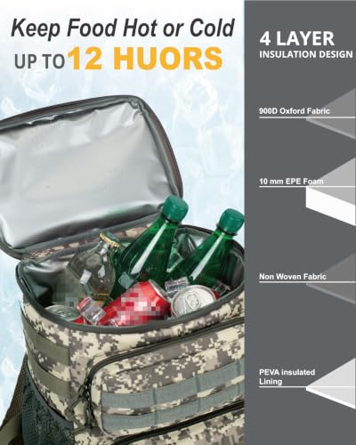 Image of Tactical Backpack Cooler for Men,25L Insulated Lunch Ice Chest for Work | ATRIPACK Insulated Cooler Bag, Portable Soft small lunchbox with cooler Compartment Water Resistant Leakproof for Work Beach