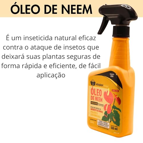 Óleo de Neem Natural 500ml Pronto Uso Combate Cochonilha, Pulgão, Dengue, Fungos e Bactérias - Vitap