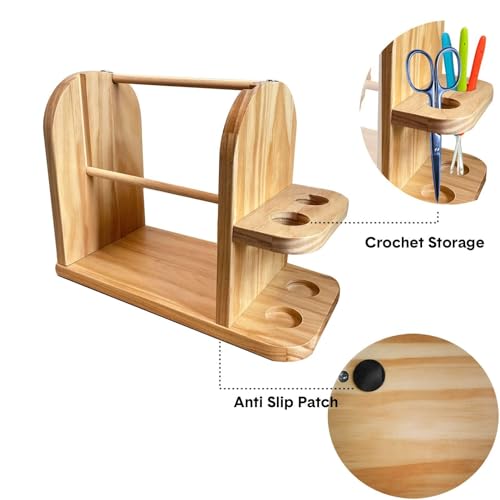 Porte-fil en bois avec axe rotatif fluide pour chaussettes et pulls - 7