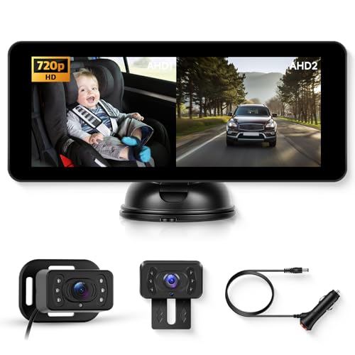 Hodozzy Kopfstützen-Babykamera mit Rückfahrkamera 720P, Weitwinkel der Kamera Auto, 6.86 Zoll IPS Bildschirm Spiegel Auto Baby Rückbank für die Beobachtung von Kindern, Haustieren,Nachtsicht