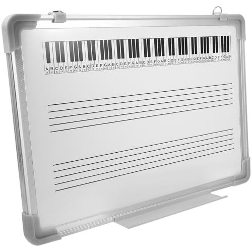 Veemoon Pizarra Blanca Musical Pentagrama Doble Cara 30X40 CM Marco de Aleación de Aluminio Pizarra de Borrado Seco para Enseñanza y Práctica Musical Escolar