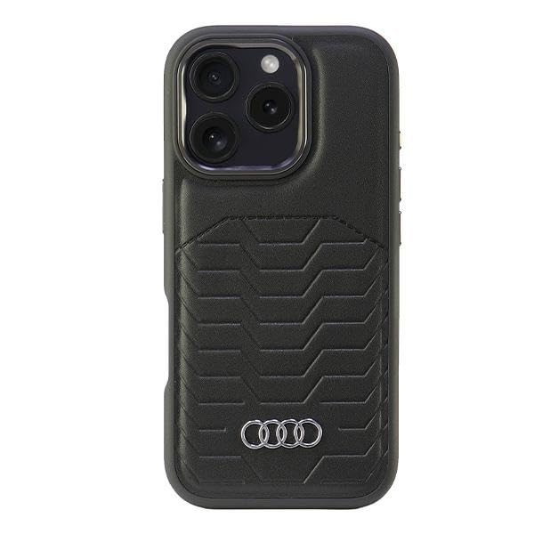 Audi AU-TPUPCMIP16P-GT/D3-BK Étui en cuir synthétique pour iPhone 16 Pro 6,3" Noir