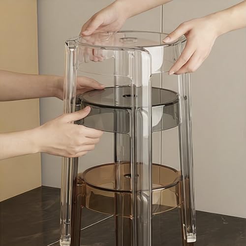 Image of The Artment your artistic apartment Multi Color CrystalNest Transparent Acrylic Stackable Round Accent Stool, Modern Side Stool for Living Room, Bedroom and Home & Office (Set of 6)