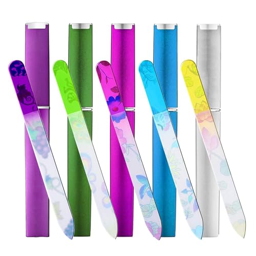 5 Pack Glass Nail File with Case, Crystal Fingernail ...