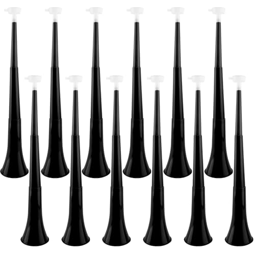 Hoarost 12 Pcs 24 Inch Collapsible Stadium Horn Vuvuzela Plastic Collapsible Cheering Trumpets Noisemakers Cheer Horn Blow Horn for Sporting Events Football Carnival Party Favors (Color set 1)