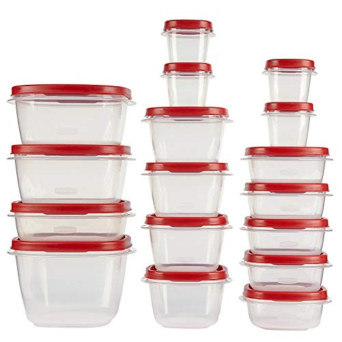 Rubbermaid Easy Find Lids 34-Piece Food Storage Container Set, Red