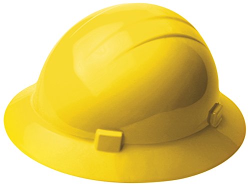 ERB 19222 Full Brim Hard Hat with 4-Point Ratchet Suspension, Yellow