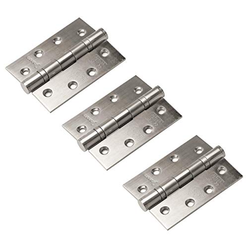 Timothy Wood Limited 3 Pack of Grade 13 Fire Rated Ball Bearing Door Butt Hinges 4" 102mm - Stainless Steel